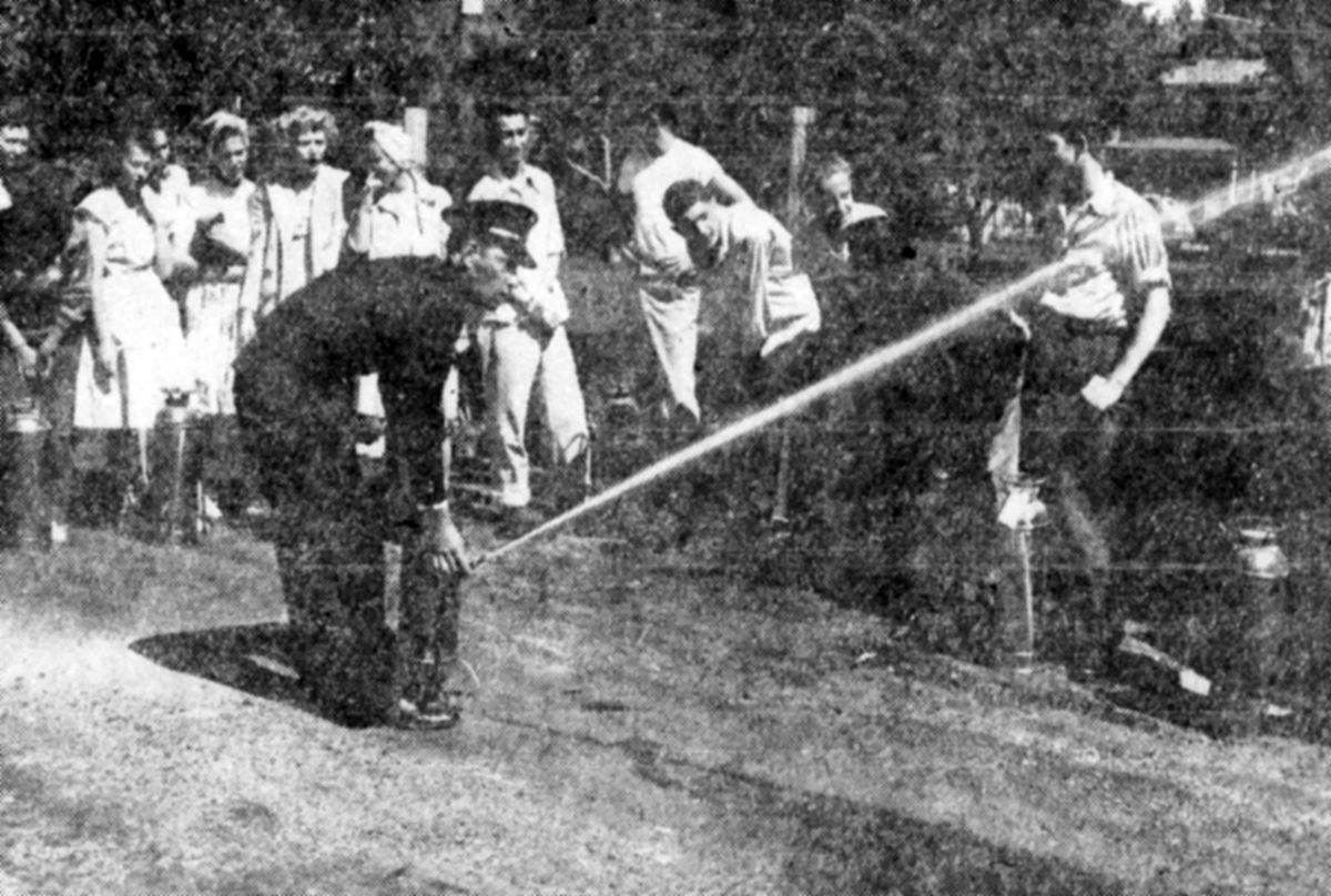 Fire extinguisher demonstration, 1947